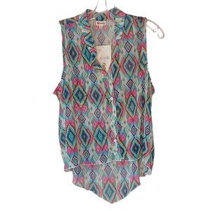 Olsenboye Colorful Sheer Top Size XL NWT